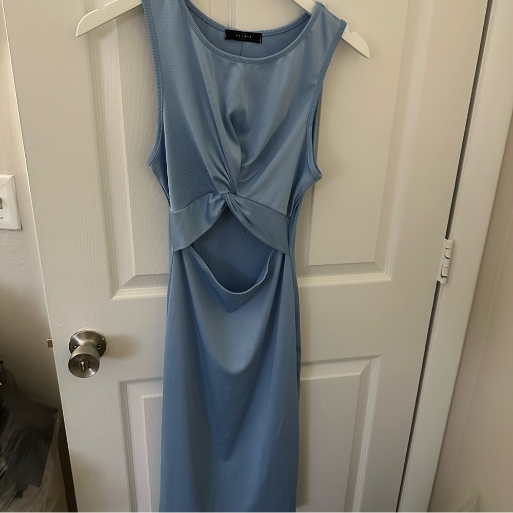 Blue Twist Front Dress